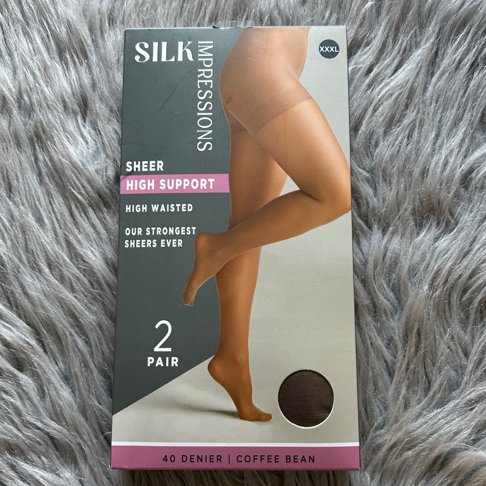 Silk Impressions High Support‎ Sheer Tights Womens XXXL Coffee Bean High Waisted